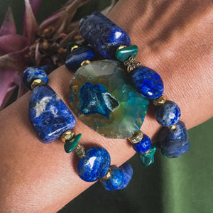 Brațară cu pietre naturale semipretioase Lapis Lazuli | Sodalit | Malachite