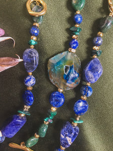Brațară cu pietre naturale semipretioase Lapis Lazuli | Sodalit | Malachite